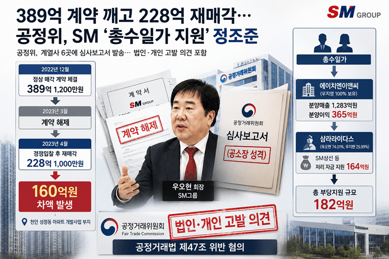 공정위, SM그룹 계열사 6곳 공정거래법 위반 심사 '389억 계약 깨고 228억... - 뉴스 썸네일 이미지